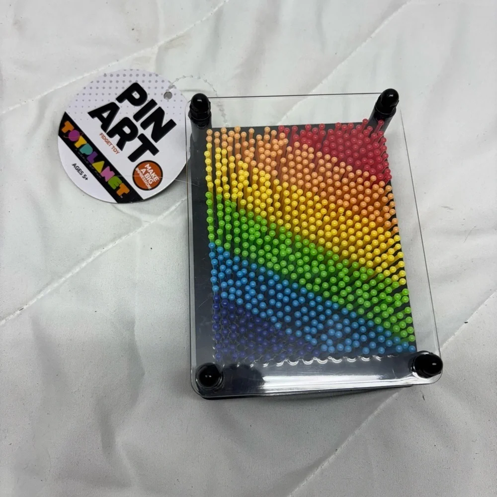 NWT Colorful Pin Art rectangle- rainbow colorful toy